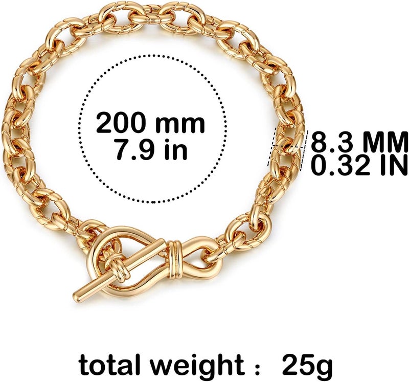 FRUMOS Dainty Layering Bracelets for Women 18 k Gold Plated Fashion Adjustable Chunky Cuban Paperclip Link Chain Bracelets Jewelry for Women Gift - Image 2